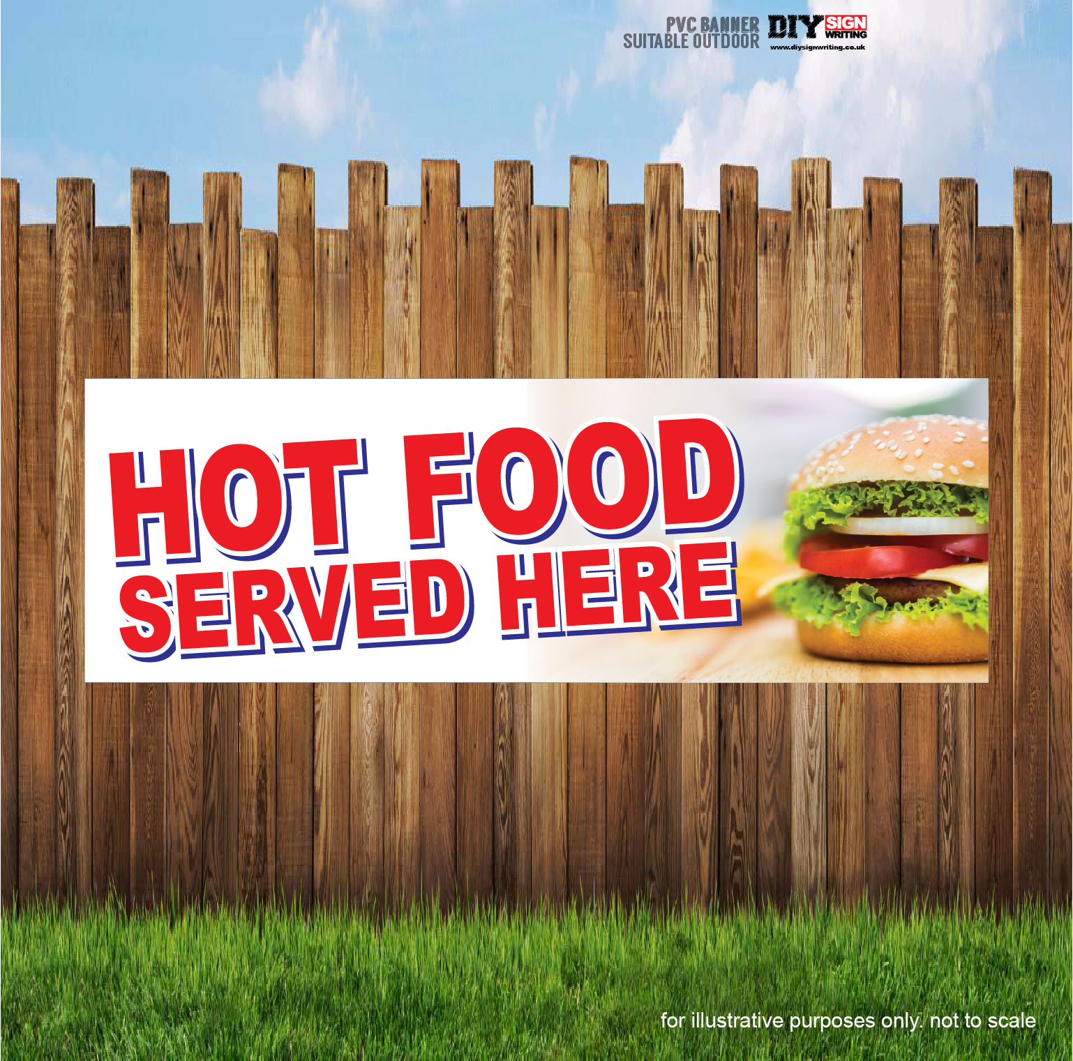 Hot Food Served Here Shop Take Away Heavy Duty PVC Banner Sign 2466 